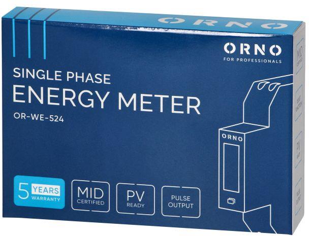 Монофазен електромер за ДИРЕКТНО мерене на ел. енергия, еднотарифен, за DIN монтаж 1 мод, 100A, MID ORNO