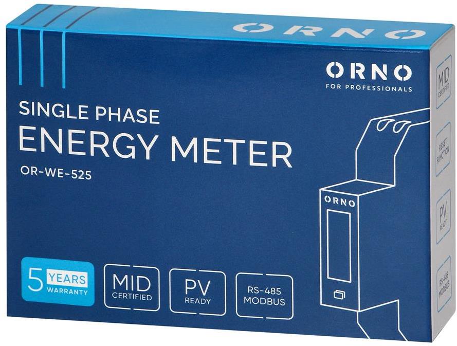 Монофазен електромер за ДИРЕКТНО мерене на ел. енергия, Modbus, еднотарифен, за DIN монтаж 1 мод, 100A, MID ORNO