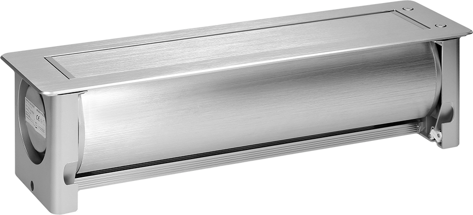 Мебелна кутия с моторизирано управление, с контакти 3х шуко, 1х HDMI, 2х RJ45, 383x100x100mm, кабели 1.5m, цвят ИНОКС, ORNO