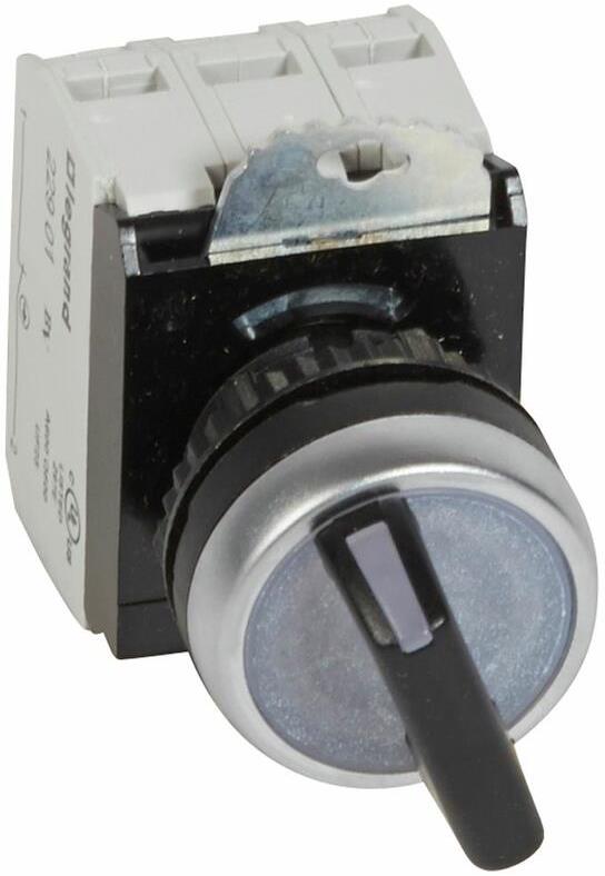 Превключвател черен 1-2 1NO-1NC светещ 12...24Vac/dc Ø22mm Legrand