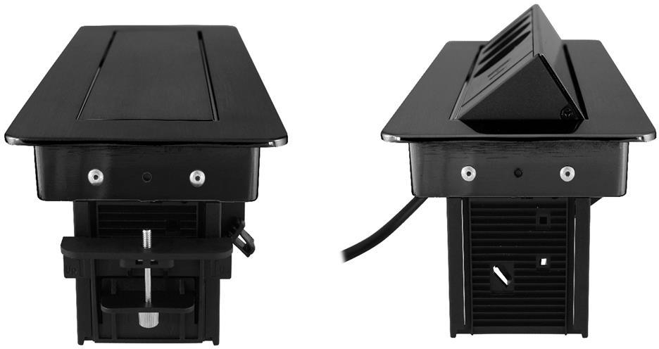 Мебелна кутия Pop-Up, с контакти 3х шуко, 2х USB тип A+C, кабел 2m, цвят ЧЕРЕН, Commel