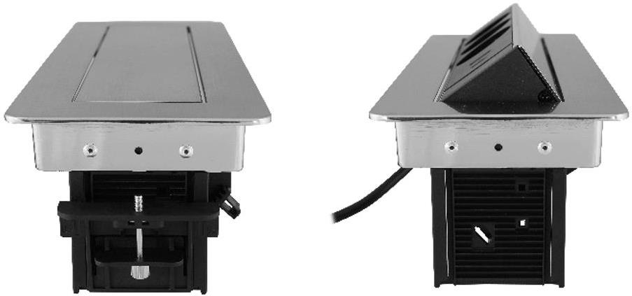 Мебелна кутия Pop-Up, с контакти 3х шуко, 2х USB тип A+C, кабел 2m, цвят ИНОКС, Commel