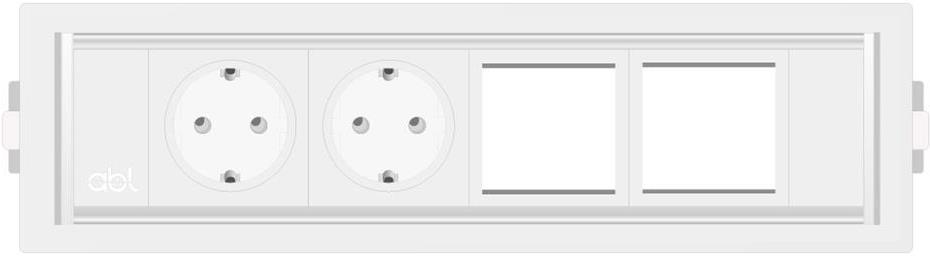 Модул Level-C 4M с 2х Шуко и 2х празни модула, цвят Бял, ABL