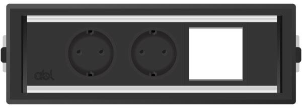 Модул Level-C 3M с 2х Шуко и 1х празен модул, цвят Черен, ABL