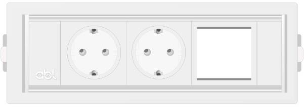Модул Level-C 3M с 2х Шуко и 1х празен модул, цвят Бял, ABL