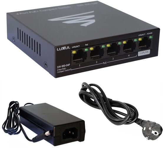 Мрежов комутатор, 4x 1 Gbps PoE + 1x Gbps uplink порт, 58W, Legrand