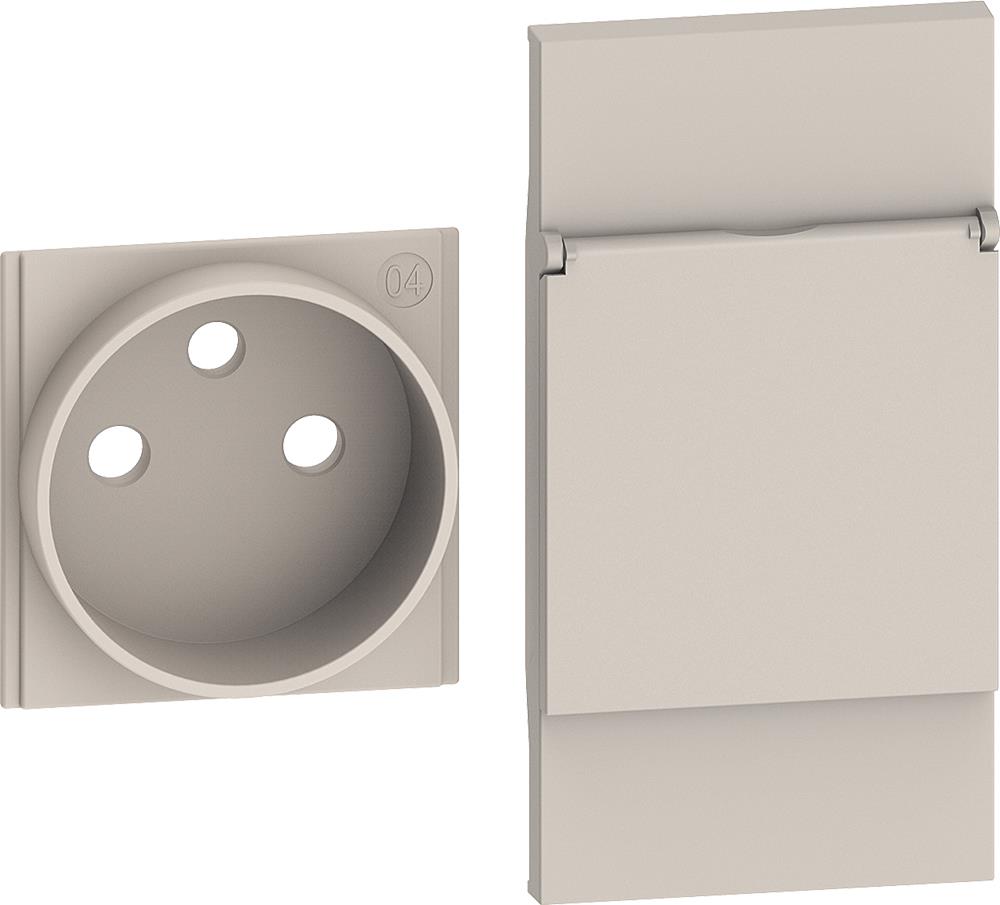 Лицев панел за контакт френски стандарт с капак 2 мод. цвят Крем Living Now Bticino