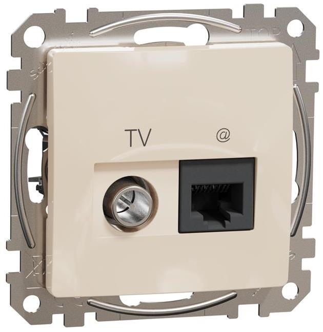 Розетка TV+RJ45 UTP cat.6 цвят Крем Sedna SE