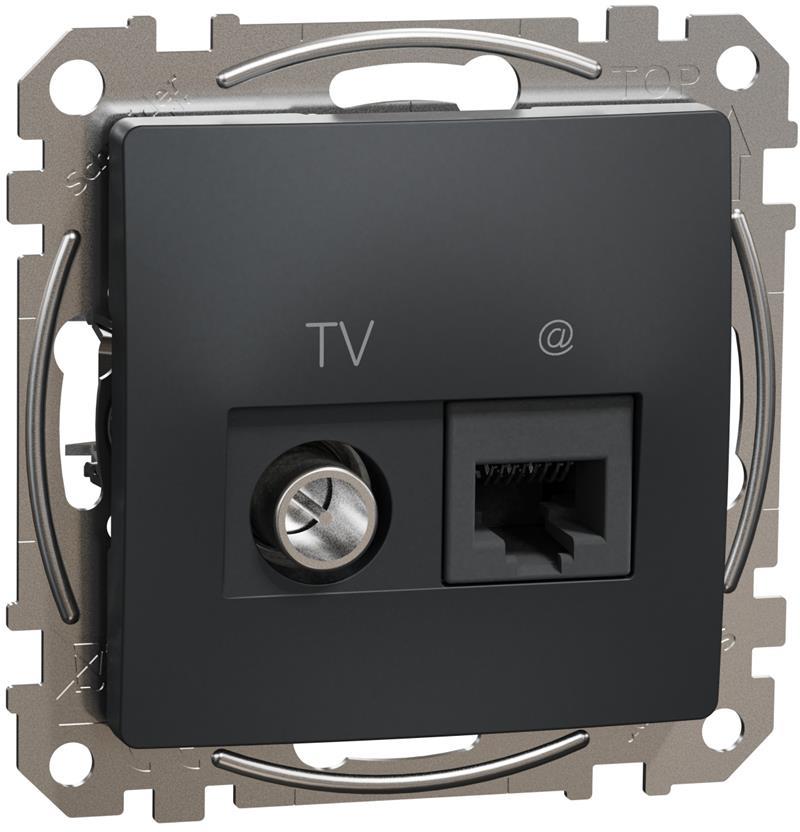 Розетка TV+RJ45 UTP cat.6 цвят Антрацит Sedna SE