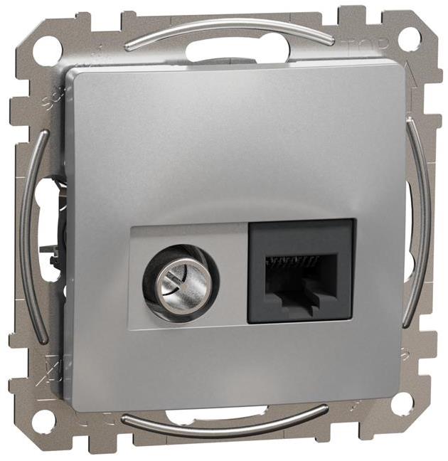 Розетка TV+RJ45 UTP cat.6 цвят Алуминий Sedna SE