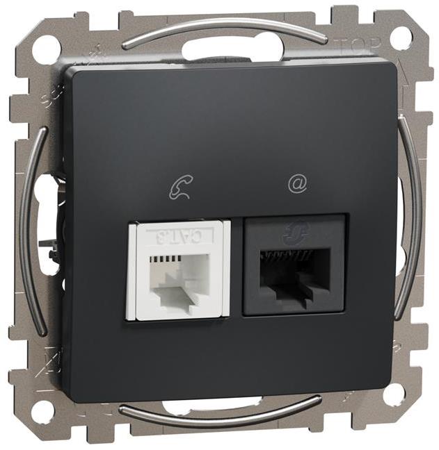 Розетка RJ11+RJ45 UTP cat.6 цвят Антрацит Sedna SE