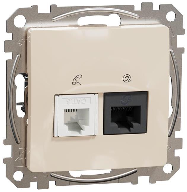 Розетка RJ11+RJ45 UTP cat.5e цвят Крем Sedna SE