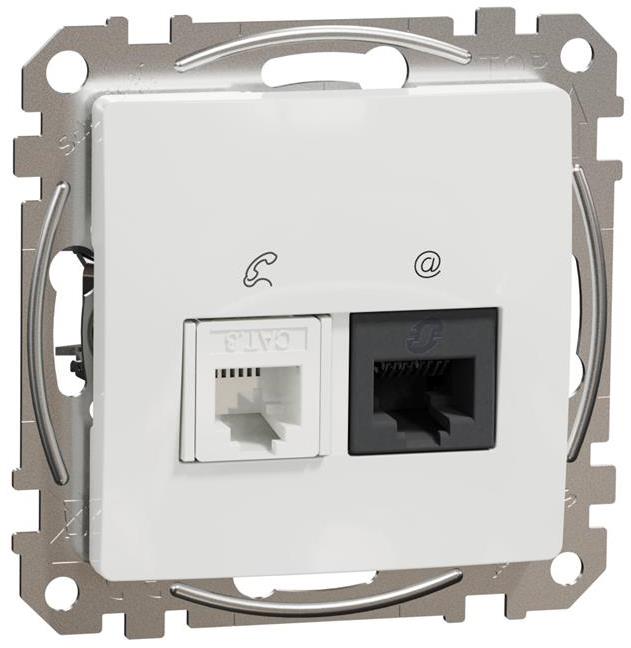 Розетка RJ11+RJ45 UTP cat.5e цвят Бял Sedna SE