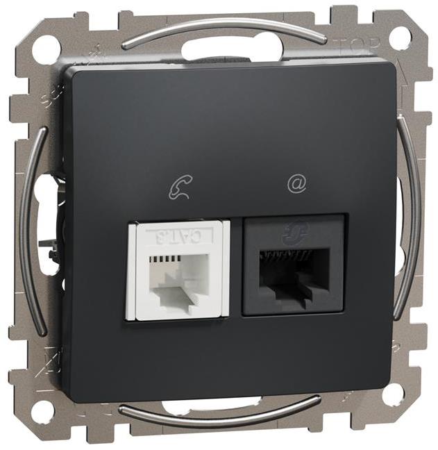 Розетка RJ11+RJ45 UTP cat.5e цвят Антрацит Sedna SE