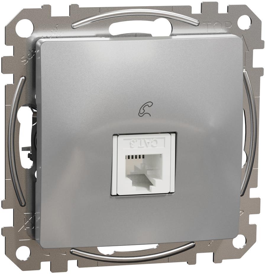 Розетка телефонна RJ11 цвят Алуминий Sedna SE