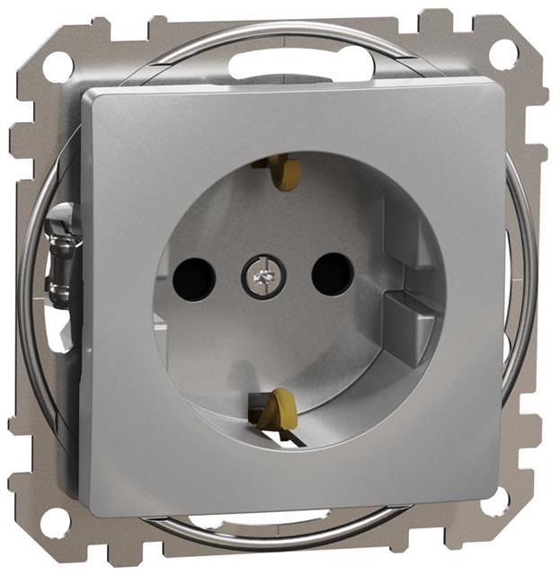 Контакт шуко с детска защита авт. цвят Алуминий Sedna SE