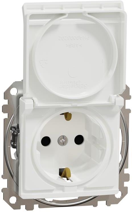 Контакт шуко с детска защита авт. и капак цвят Бял Sedna SE