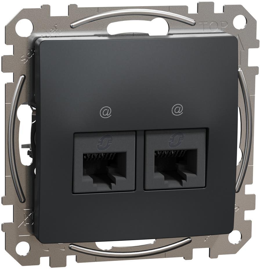 Розетка 2xRJ45 UTP cat.6 S-One цвят Антрацит Sedna SE