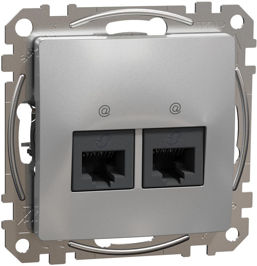 Розетка 2xRJ45 UTP cat.6 S-One цвят Алуминий Sedna SE