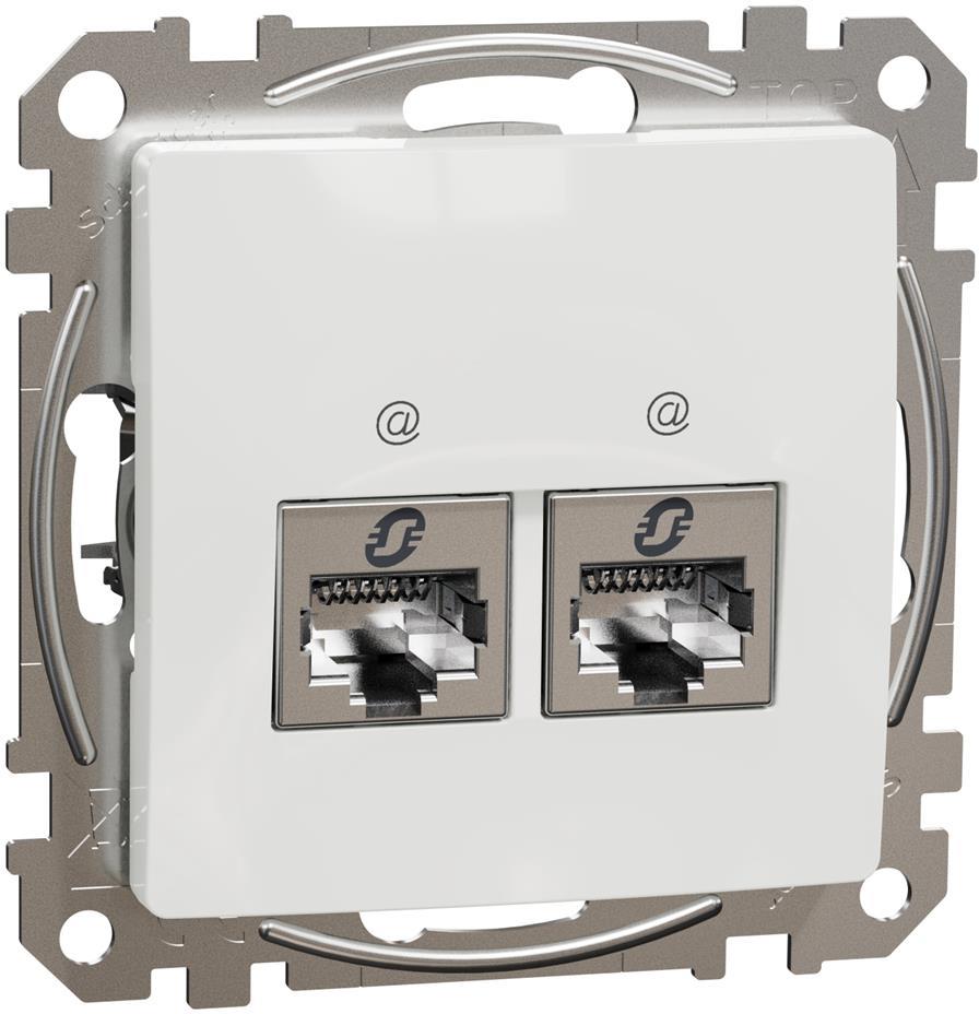 Розетка 2xRJ45 STP cat.6A S-One цвят Бял Sedna SE