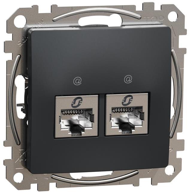 Розетка 2xRJ45 STP cat.6A S-One цвят Антрацит Sedna SE