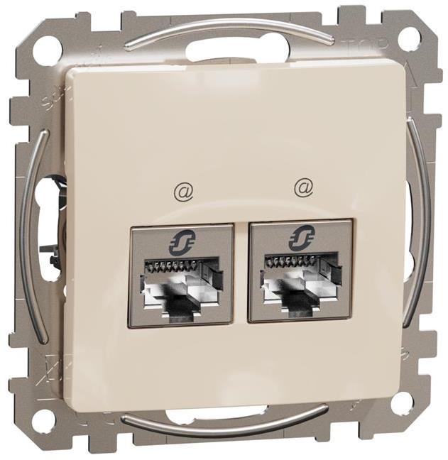 Розетка 2xRJ45 STP cat.6 S-One цвят Крем Sedna SE