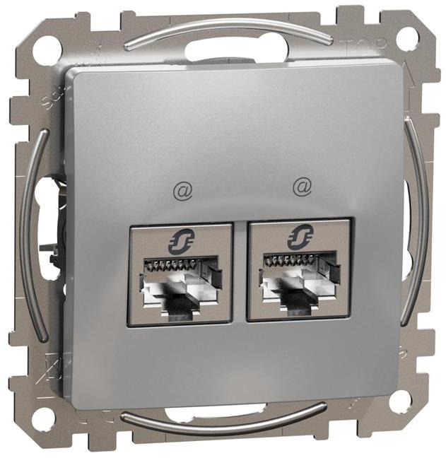 Розетка 2xRJ45 STP cat.6 S-One цвят Алуминий Sedna SE