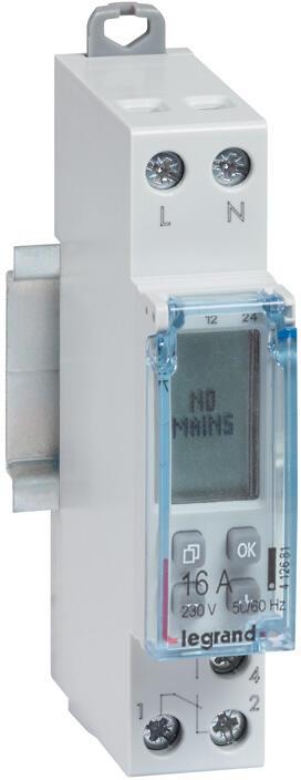 Реле за време, седмично, с LCD дисплей, 28x 1s, 1c/o 16A, 230Vac 1 модула Legrand