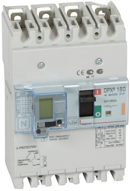 Автомат DPX3 160 TM 4P 160A 25кA регулируем (In x 0.8...1) с ДТЗ Legrand