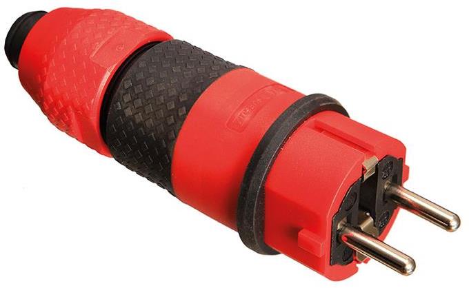 Щепсел червен 2P+Т 16A ІР54 250V гумиран AS Schwabe