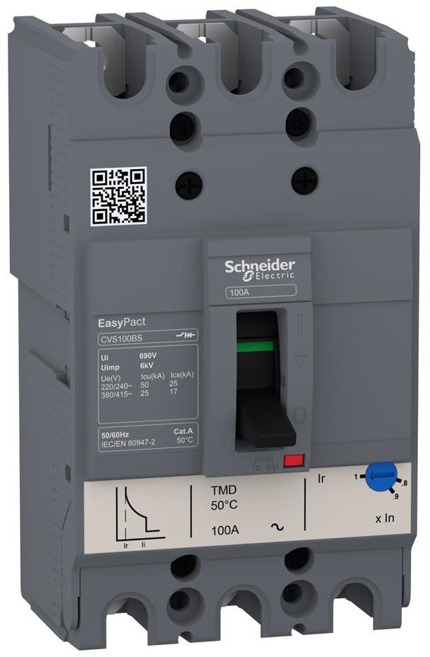 Автомат CVS100BS 3P 40А TM (20kVAR) 25kA регулируем (In x 0.7...1) SE