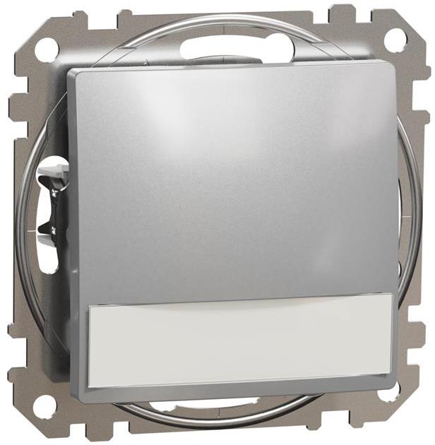 Бутон с подсветка 12V и етикет цвят Алуминий Sedna SE