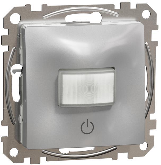 Датчик за движение PIR, 160°, обхват 8m @ h=1.2m, LED ≤ 200W, изисква неутрала, цвят Алуминий Sedna SE