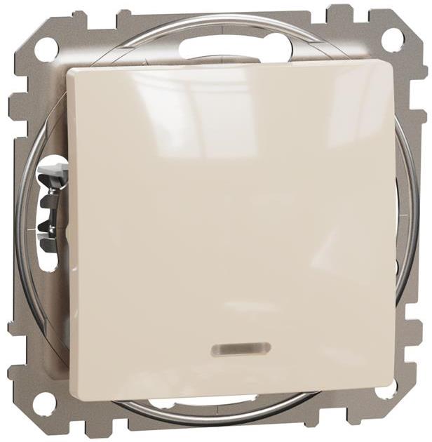 Еднополюсен ключ с подсветка цвят Крем Sedna SE