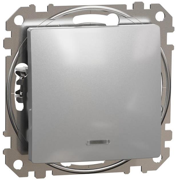 Еднополюсен ключ с подсветка цвят Алуминий Sedna SE