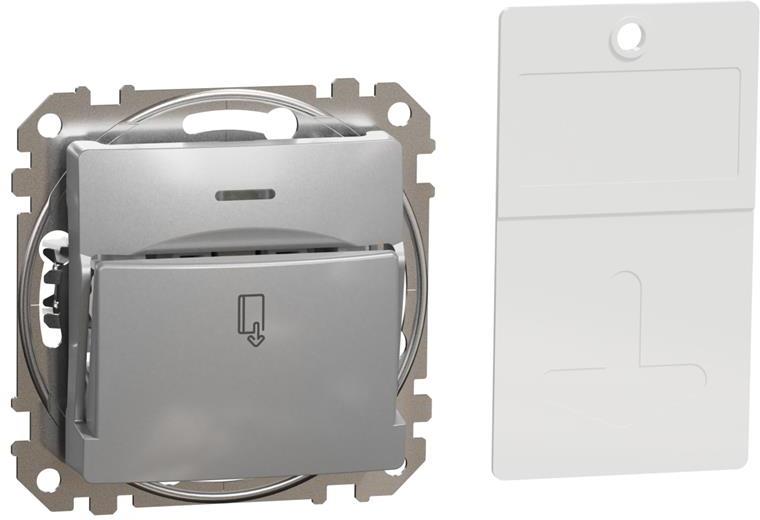 Енергоспестител 1NO c подсветка цвят Алуминий Sedna SE