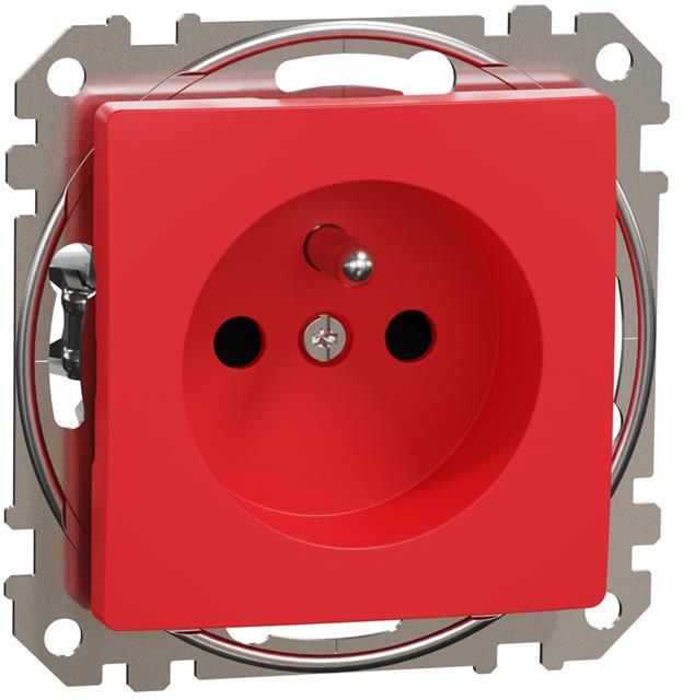 Контакт френски стандарт с детска защита винт цвят Червен Sedna SE