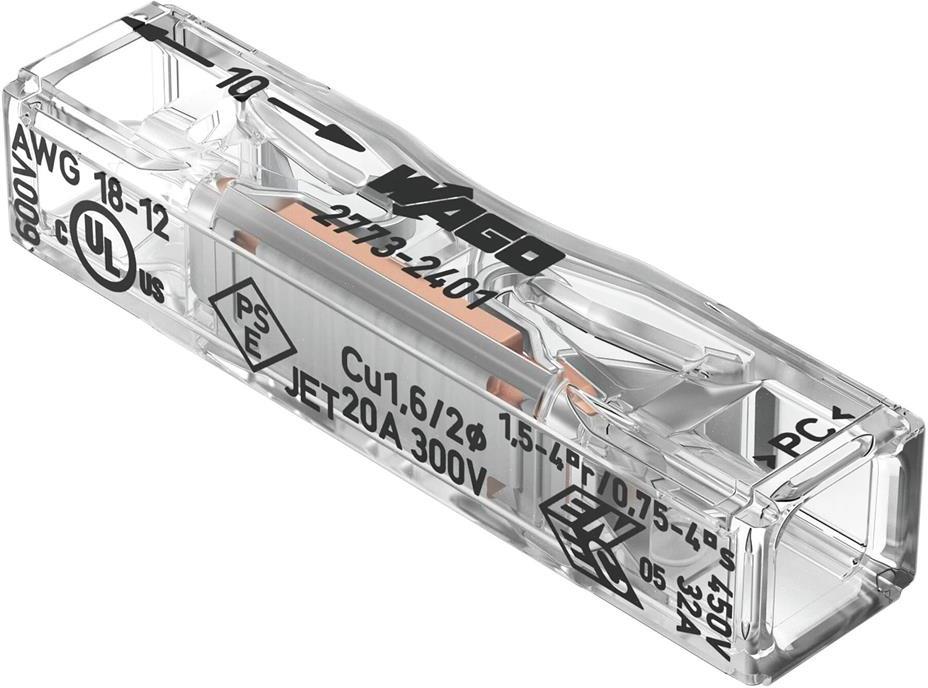 Бърза връзка Inline 2х0,75-4 mm2 (100бр.) прозрачна за твърд проводник Wago