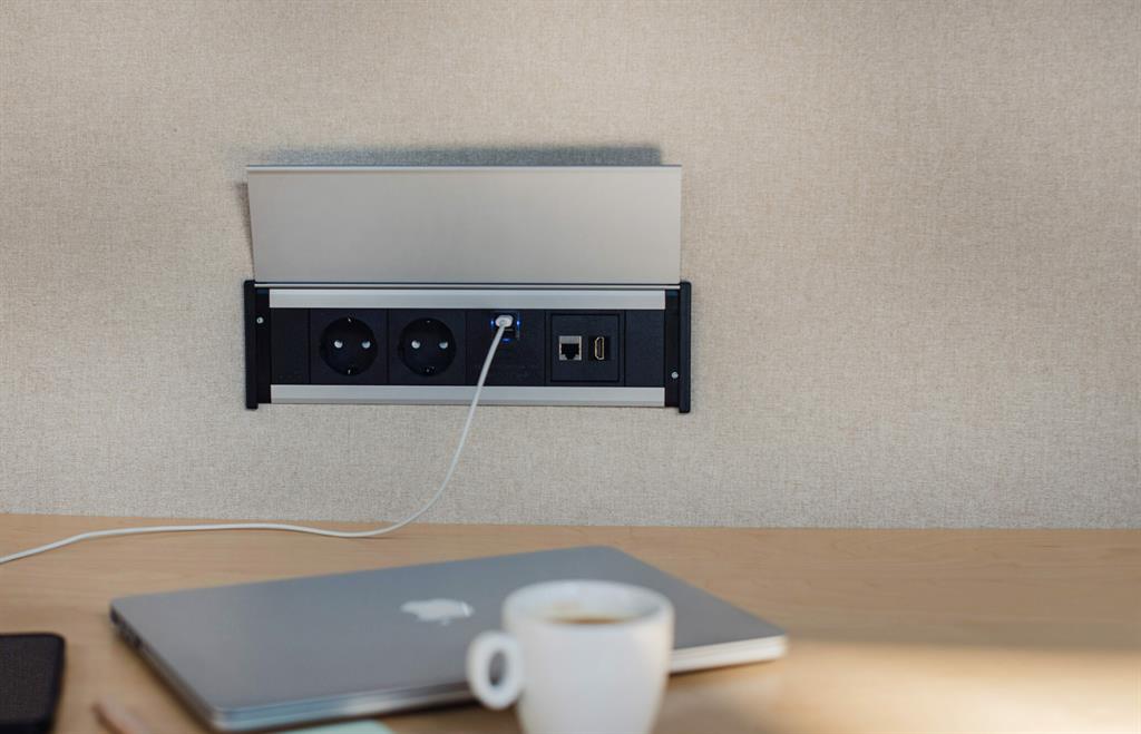 Модул Level-C 4M с 2х Шуко, USB тип A+C и 1х празен модул, цвят Черен, ABL