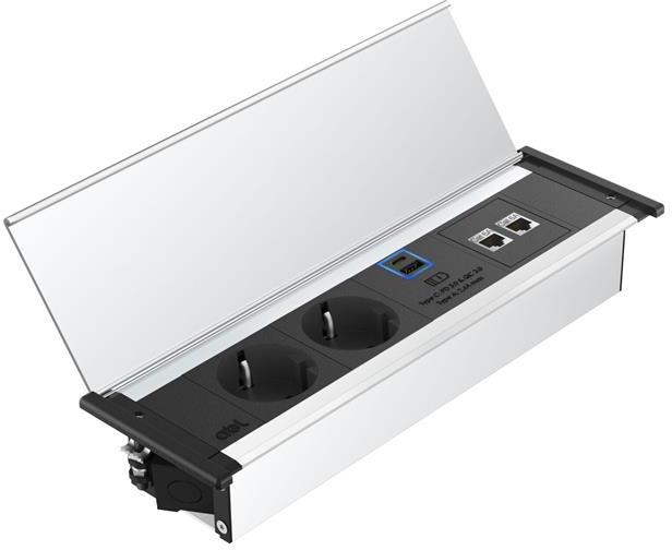 Модул Level-C 4M с 2х Шуко, USB тип A+C и 1х празен модул, цвят Черен, ABL