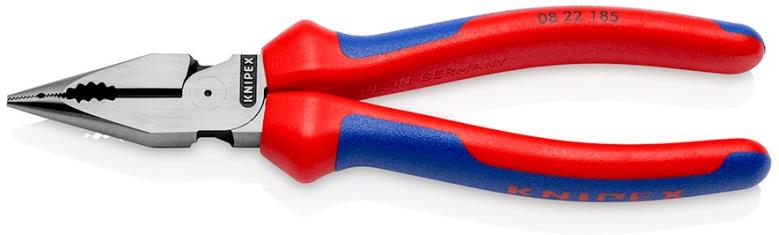 Комбинирани клещи с остър връх, синьо-червена ръкохватка 185мм, Knipex