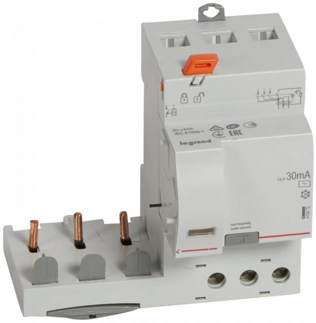 Допълнителен ДТЗ модул 3P 63A 30мА АС към DX3 Legrand