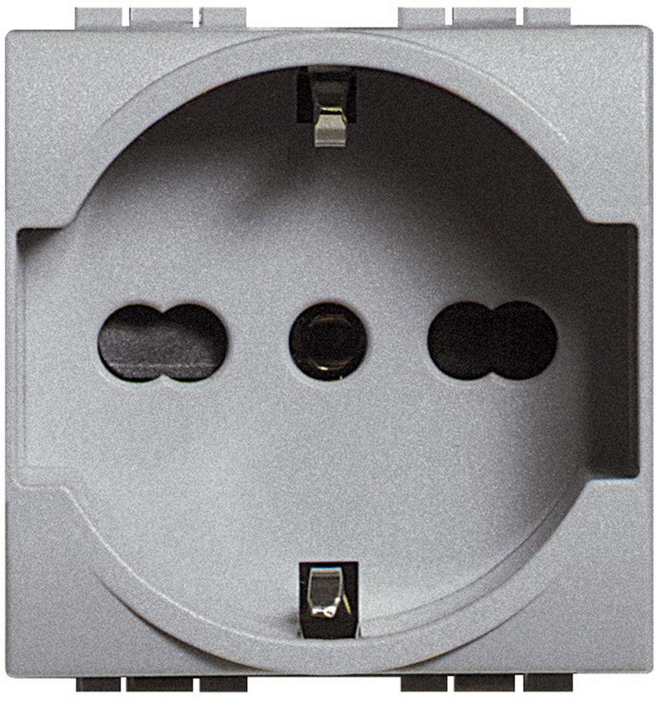 Контакт ШУКО/ЕВРО 2P+E 2 мод. 16A цвят Алуминий LL Bticino