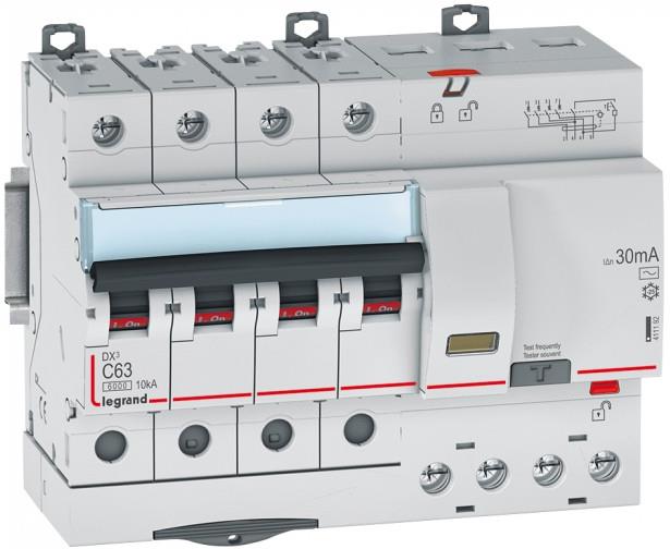 ДТЗ комбинирана DX3 4P 63A крива C 30mA тип AC 6kA 7 мод. Legrand