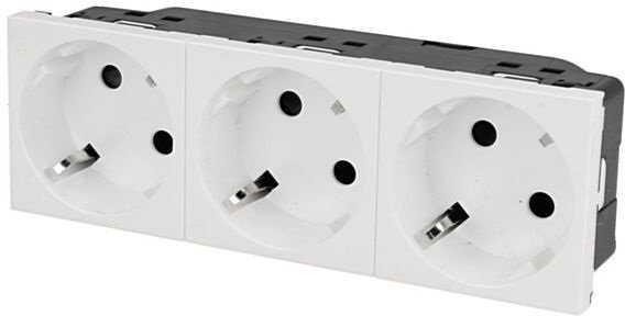 Контакт шуко ТРОЕН 45° 16А 6 мод. цвят бял Mosaic Legrand