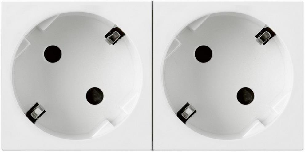 Контакт шуко ДВОЕН 45° 4 мод. цвят бял Mosaic Legrand