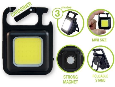 Работна лампа Mini 5W 500lm с USB батерия Li-ion 3,7V 500mAh с карабинер и магнитен държач IP44 Commel