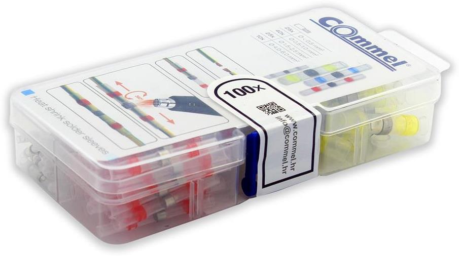 Кутия с термосвиваем кабелен съединител с припой (100 бр. в кутия) Commel