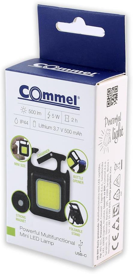 Работна лампа Mini 5W 500lm с USB батерия Li-ion 3,7V 500mAh с карабинер и магнитен държач IP44 Commel