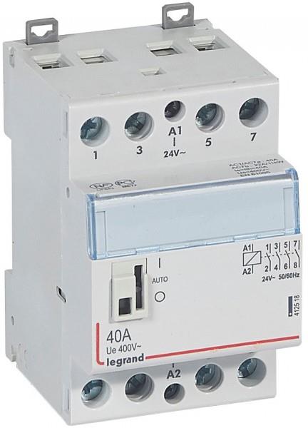 Модулен контактор с ръкохватка CX3, 40А 4NO 24Vac 3 модула Legrand